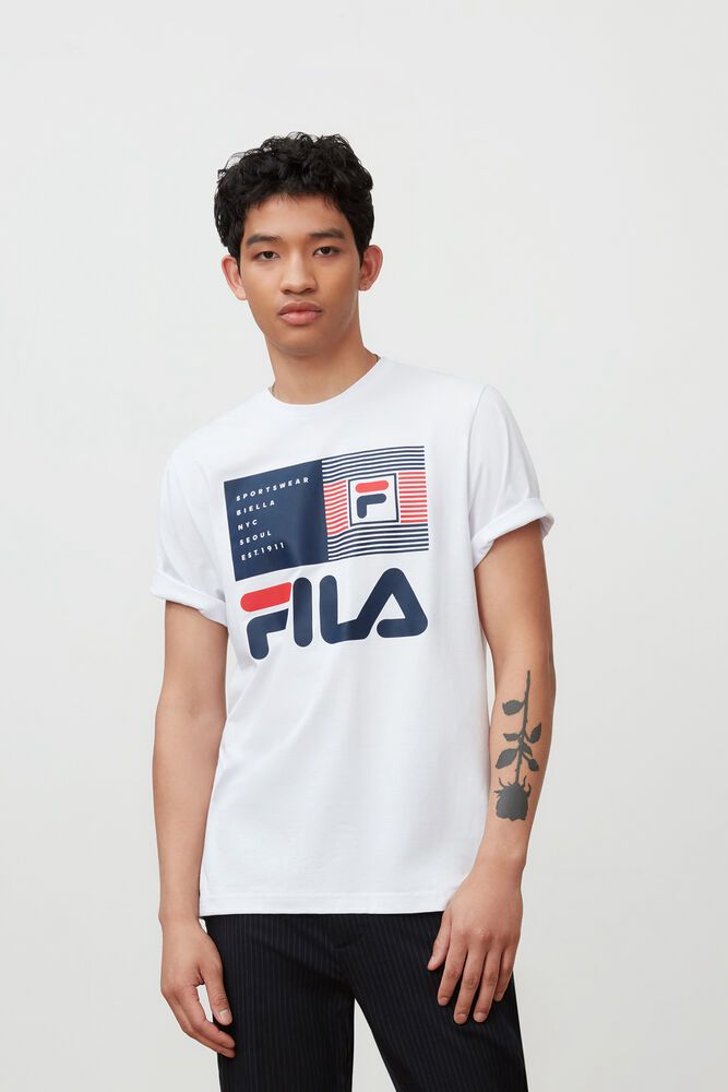 Fila T-Shirt Mens White - Celso Graphic - Philippines 5316027-ER